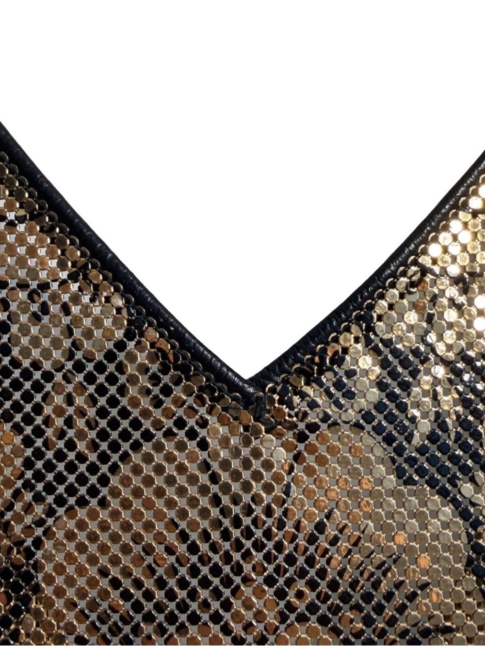 Whiting & Davis Gold and Black Metallic Drape-Front Blouse - Picture 3 of 5
